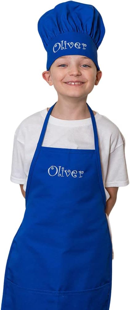 Personalized Embroidered Made In The USA - Add A Name Child Apron and Hat Set - Toddlers & Kids Sizes…