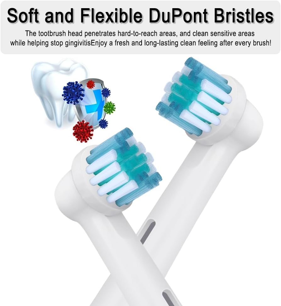 Toothbrush Replacement Heads Refills for Oral B - Precision Clean Brush Head for Gentle & Effective Cleaning and Optimal Dental Care, by DeBizz (8)