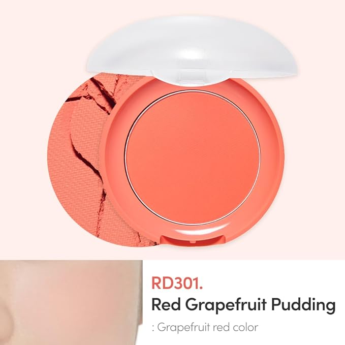 ETUDE Lovely Cookie Blusher - Red Grapefruit Pudding 4g | Glowing & Natural Powder Blush with Long-Lasting Sebum Control | Easy Application | Korean Makeup, Kbeauty, Perfect for Gift