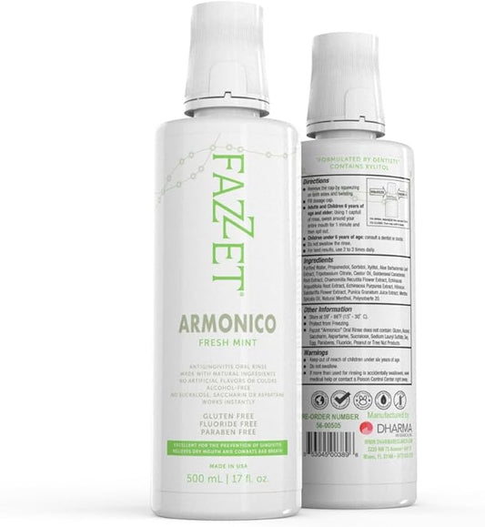 ARMONICO Anti-Gingivitis Oral Rinse – Soothe Tonsils, Combat Bad Breath – Alcohol, Gluten, and Paraben Free Mouthwash – Fresh Mint Flavor