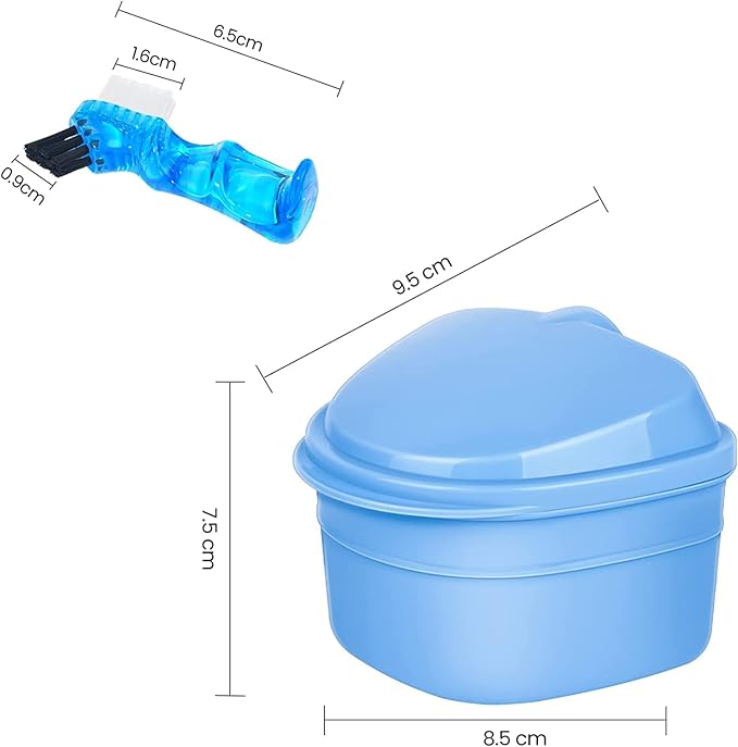 Y-Kelin Denture Retainer Cleaner Kit, Denture Cleaning Case with Denture Brush (Blue)
