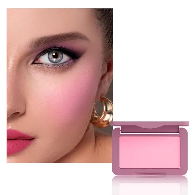 Rose Pink Matte for Face Cheeks Blush, Natural Cream Blushes Makeup Palette, Dark Monochrome Blush Creamy Powder Palette Makeup for Older Women, Blushes Eyeshadow Foundation for Every Day 05