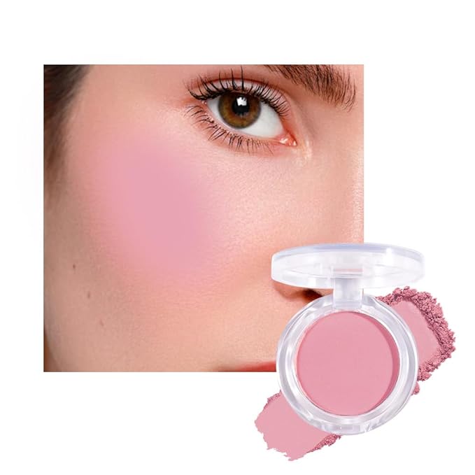 Matte Powder Blush for Cheeks – Long Lasting Natural Face Blusher Makeup, Lightweight Blendable Cheek Color for Women, Vegan & Cruelty-Free – #08 Light Rose Pink