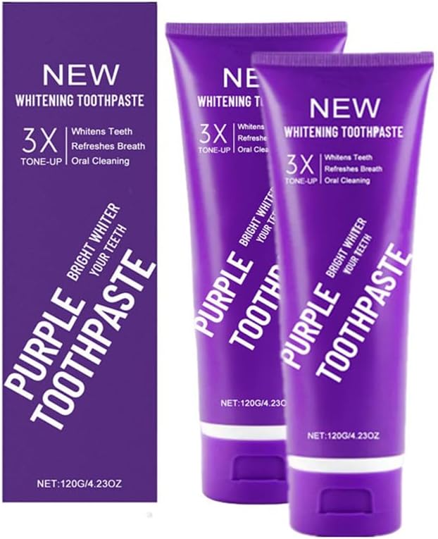 2025 New Whitening Purple Toothpaste,3X White Brilliance Toothpaste, Fluoride-Free Teeth Whitening,Tooth Stain Removal Colour Corrector (2)