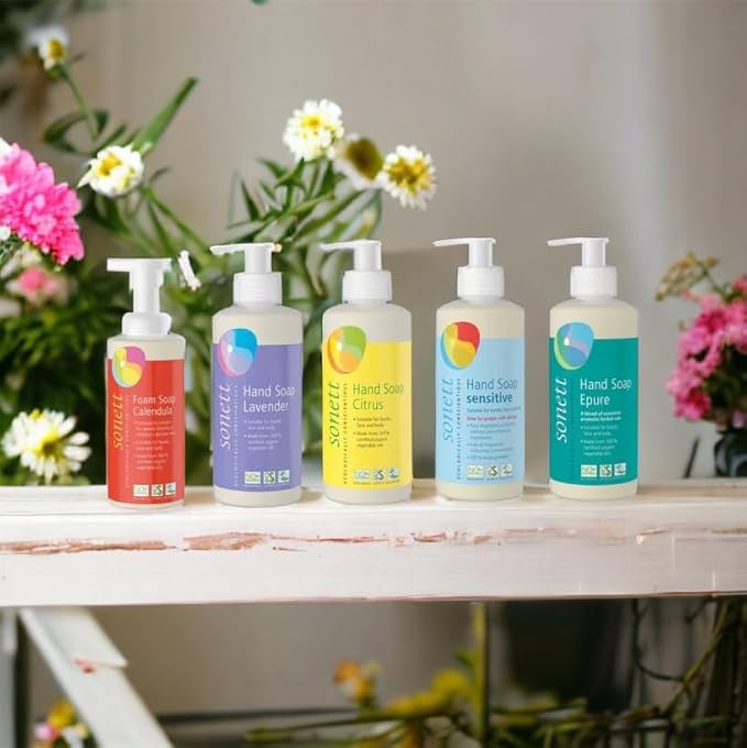 Sonett Organic Foam Soap Sensitive for children liquid body care suitable for hands, face and body (1 Count) Certified Organically Grown