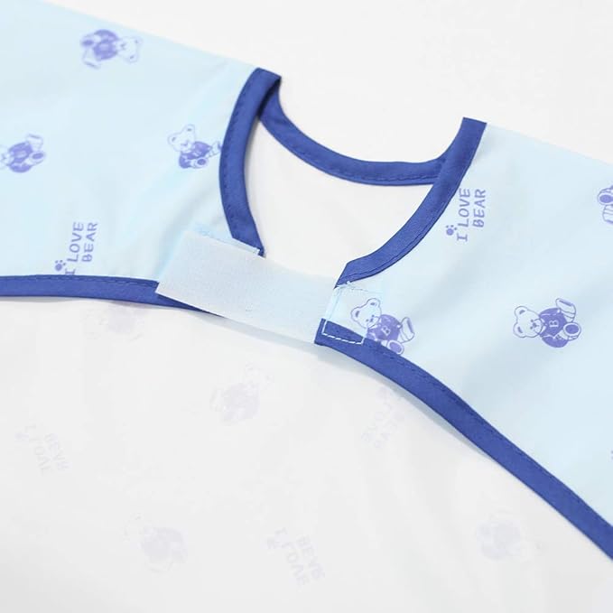Short Sleeve Waterproof Bib for Toddlers – Easy Clean Feeding Apron for Mealtime, Daycare, Self-Feeding, Lightweight