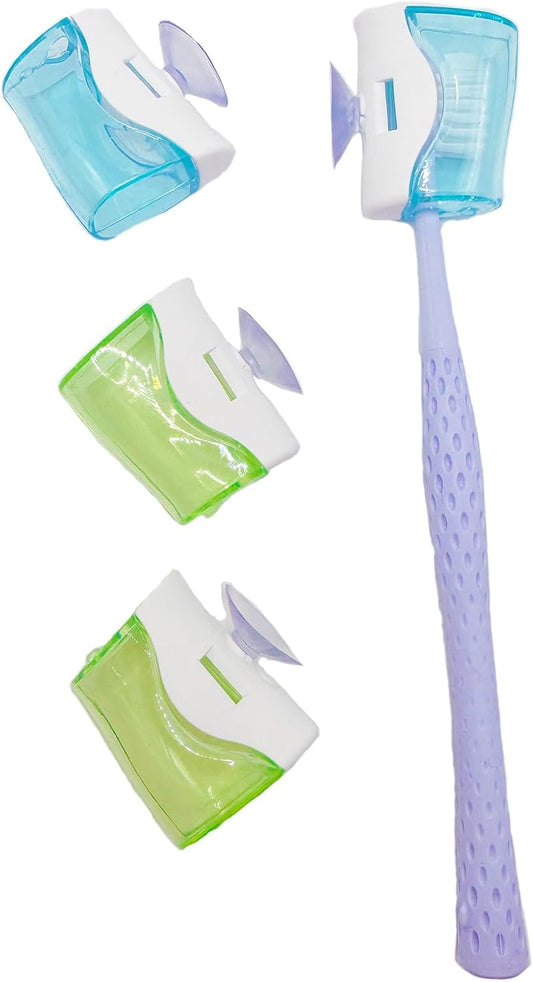 4 PCS Travel Toothbrush Head Covers Caps, Tooth Brush Protector Cap Brush Pod Case Portable Plastic Clip Wall Mounted Hanging Rack Organizer for Bathroom Travel