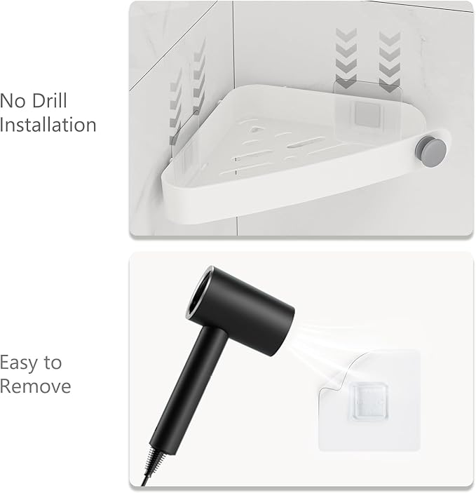 Sotfamily Shower Caddy Corner, Adhesive Corner Shower Shelves for Bathroom Organizers and Storage, Rust Free Plastic Rack for Bathroom Accessories & Decor, 2 Pack + Soap Dish, White