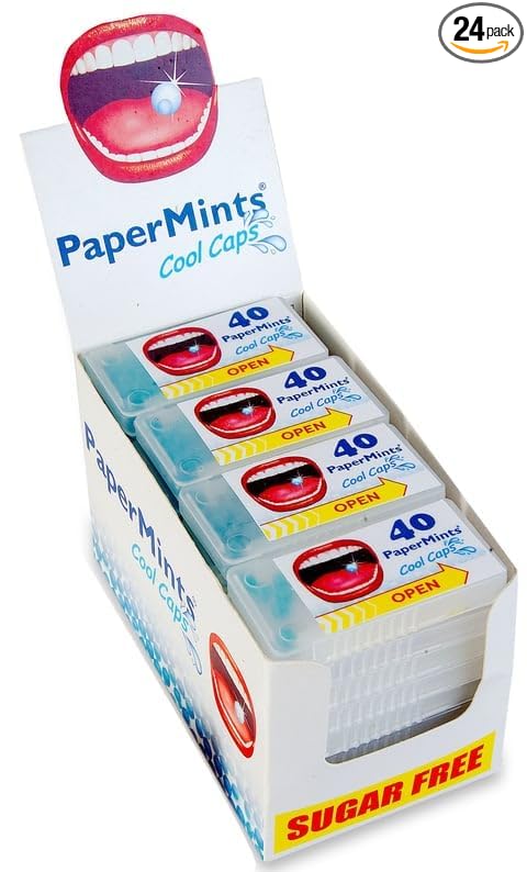 Papermints Coolcaps Sugar-Free Breath Mints 24 x 40-pack. Keto-Friendly Gut Cleanse Breath Freshener Bad Breath Treatment for Dry Mouth & Halitosis. Mouthwash Travel size.