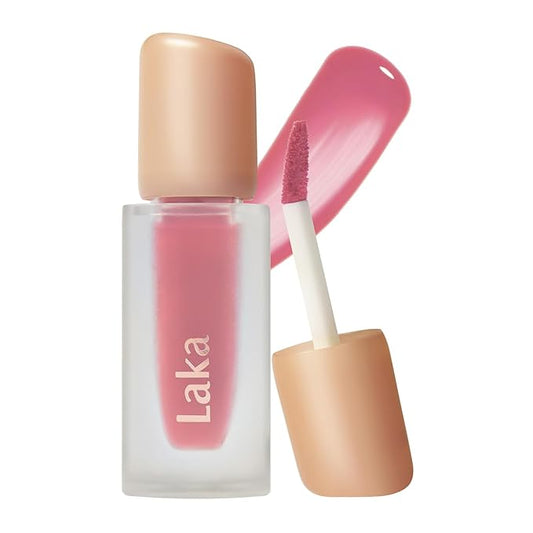 Laka Fruity Glam Tint, 4.5g/0.15oz, Glowing Lip Stain with Wide Color Spectrum, Hydrating & Lightweight Texture, Long-Lasting Bold Stain, Non-Sticky, Vegan, K-Beauty (#134 Peaches)