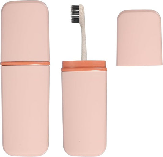 uxcell Travel Toothbrush Case, 7.9x2.6x1.4 Portable Travel Toothbrush Holder with Flat, Plastic Toothpaste Container for Bathroom, Gym, Business Trip, Camping, Pink