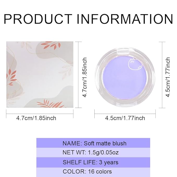 Matte Powder Blush for Cheeks – Long Lasting Natural Face Blusher Makeup, Lightweight Blendable Cheek Color for Women, Vegan & Cruelty-Free – #11 Lavender Lilac