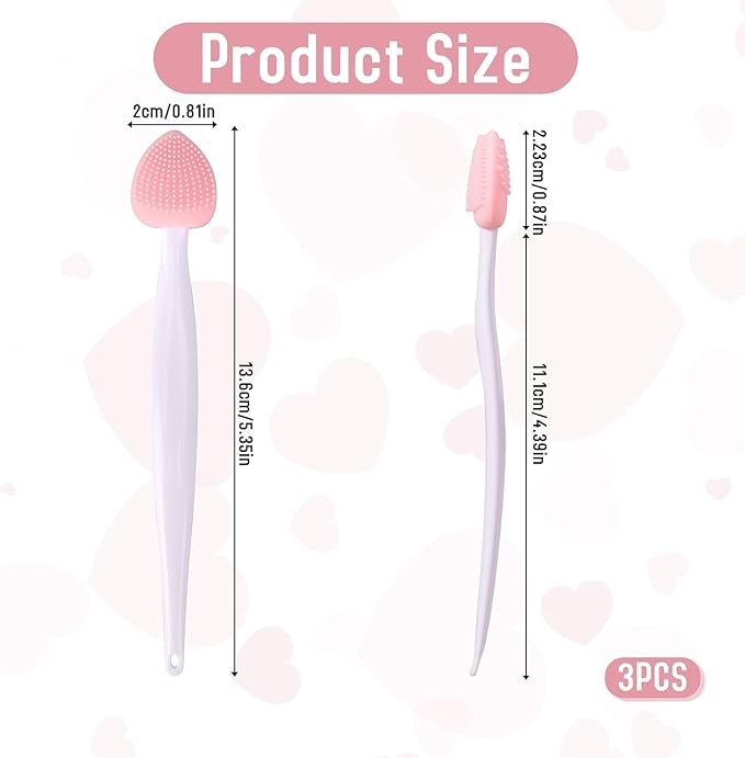 3Pcs Multicolor Lip Scrub Brush,Lip Exfoliator Brush,Silicone Lip Scrubber Exfoliator Tool, Double-Makeup Brushes and Tools,Sided Mini Silicone Brush Lip Lightening for Dark Lips,Remove Dead Skin