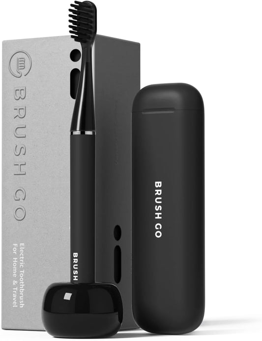 MIPOW Slim Pro i4 Electric Toothbrush Rechargeable Smart Ultra Sonic 3 Modes Magnetic Travel Case &Ceramic Dock, 60Day Long Battery Soft Bristles 2Heads IPX7 Waterproof,Color-(Black)