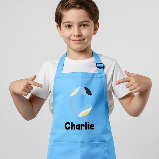Personalized Kids Apron for Cooking with Chef Hat, Toddler Apron for Girls and Boys, Baking & Painting, Christmas, Birthday Gift For Children
