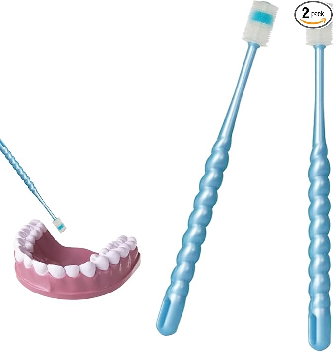 2 PCS Chemotherapy Must Haves for Men Chemotherapy Must Have Toothbrush for Sensitive Mouths Comfort Items Chemo Patients Spinning Toothbrush Oral Support Care Package (Blue)