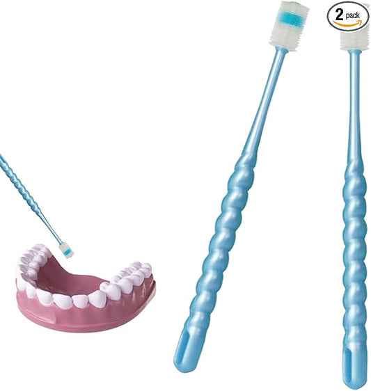 2 PCS Chemotherapy Must Haves for Men Chemotherapy Must Have Toothbrush for Sensitive Mouths Comfort Items Chemo Patients Spinning Toothbrush Oral Support Care Package (Blue)