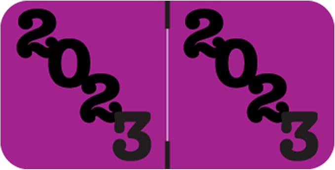 2023 Year Stickers, Doctor Stuff 2023 Chart Stickers, Purple/Black Colored, Jeter Style, USA Made Year Labels for End Tab File Folders, 500/Roll, 1 Roll, 3/4" x 1-1/2"