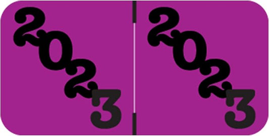 2023 Year Stickers, Doctor Stuff 2023 Chart Stickers, Purple/Black Colored, Jeter Style, USA Made Year Labels for End Tab File Folders, 500/Roll, 1 Roll, 3/4" x 1-1/2"
