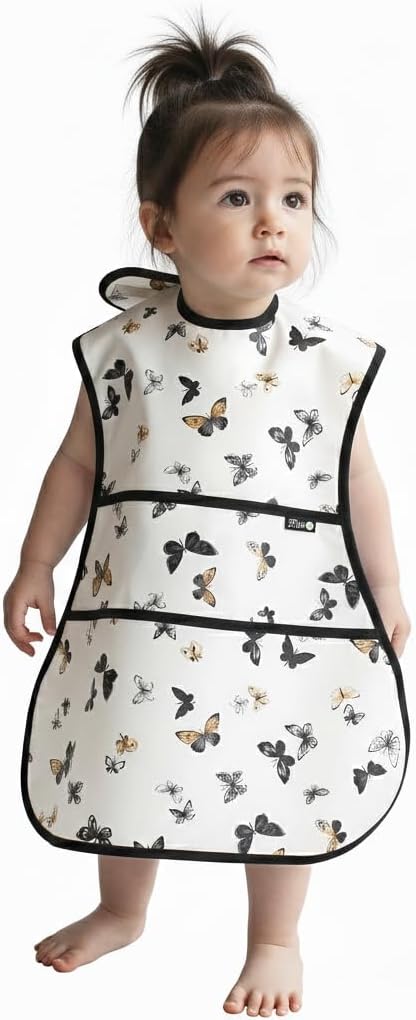 Full Coverage Waterproof Feeding Bib for Toddlers – Extra Long Apron Bib for Mealtime, Self-Feeding, High Chairn