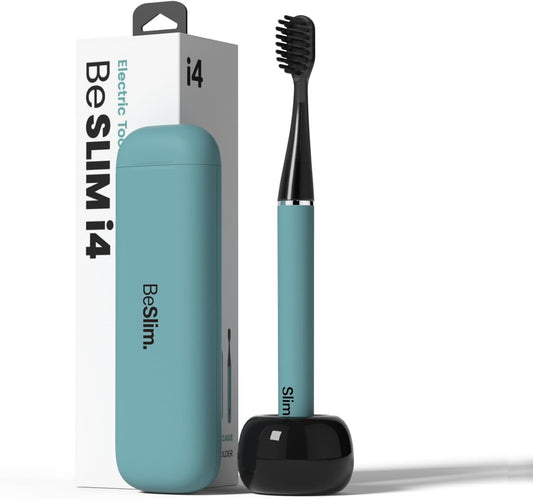 MIPOW Slim Pro i4 Electric Toothbrush Rechargeable Smart Ultra Sonic 3 Modes Magnetic Travel Case &Ceramic Dock, 60Day Long Battery Soft Bristles 2Heads IPX7 Waterproof,Color-(Blue)