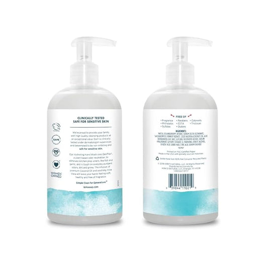 Kirk's Hydrating Hand Wash - Made with Coconut Oil and Aloe Vera, With Odor Neutralizing Technology To Help Eliminate Odors, Non-GMO, Vegan, Fragrance Free, 12 Fl Oz.