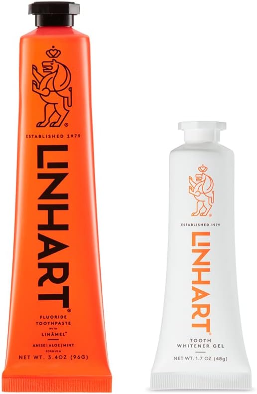 LINHART Whitening Toothpaste 3.4 Oz and Teeth Whitening Gel 1.7oz – Set for Sensitive and Normal Teeth (Smile Set)