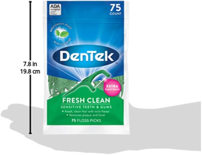DenTek Fresh Clean Floss Picks, for Extra Tight Teeth, 75 Count, (Pack of 4)