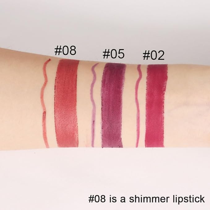Kaely 2-in-1 Mauve Red Metallic Lip Liner & Lipstick Set Kit for Women, Lips Kit with Lip Liner Lip Stains Long Lasting Waterproof 24 Hour Lipstick and Lip Liners Combo Lipliners Pencil Set 08