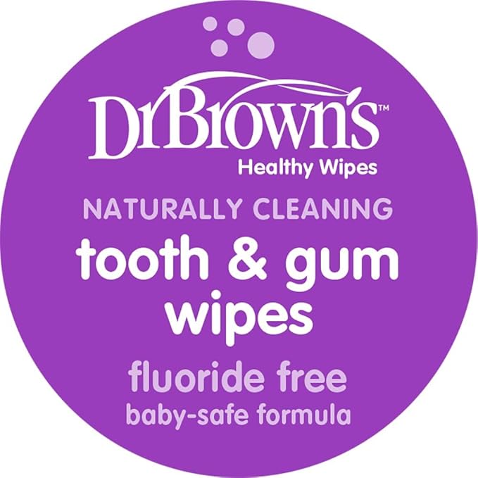 Dr. Brown's Tooth and Gum Healthy Wipes, Fluoride-Free Oral Care for Babies, Grape Flavor, 30 count, 1-Pack (Packaging May Vary)