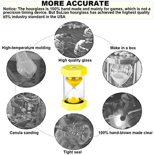 Hourglass Sand Timer 15 Minute： Colorful Sand Clock 5 Minute, Small Yellow Sand Watch 15 Min, Plastic Hour Glass Colorful Sandglass Timer for Kids, Games, Classroom, Decor