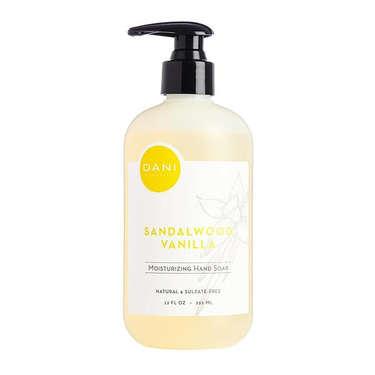 DANI Naturals Moisturizing Hand Soap – Sandalwood Vanilla Scent, Hydrating, Sulfate-Free & Paraben-Free, 12 Oz Bottle with Pump, Gentle Cleansing for Dry Skin