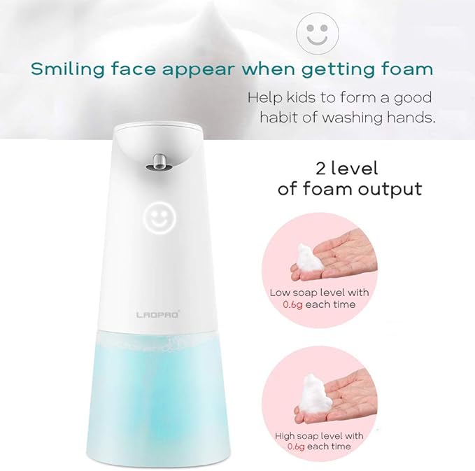 LAOPAO Automatic Hands Free Foaming Soap Dispenser, 240ml Countertop Touchless Soap Pump for Bathroom Kitchen Xmas Gift
