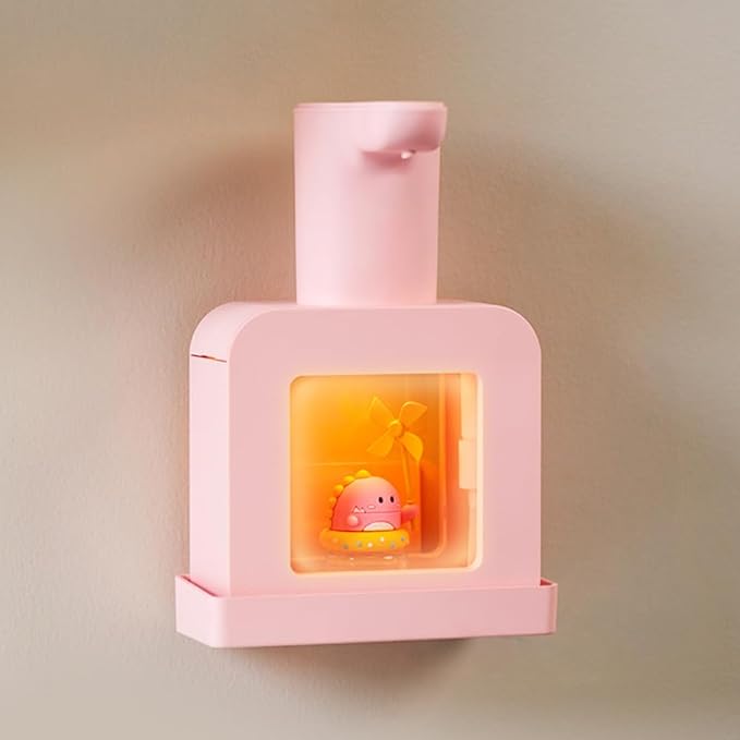 Cute Automatic Soap Dispenser - Kids Touchless Pink Hand Soap Dispenser,Wall Mount Waterproof USB Rechargeable, 13.5oz/ 400ml for Bathroom Countertop, Kitchen, Office, Hotel, Preschool Children