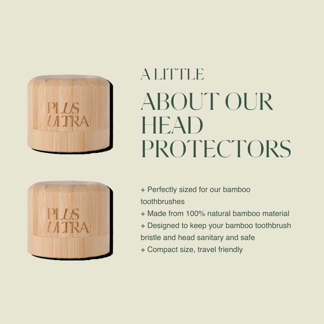 Plus Ultra Bamboo Toothbrush Cover | Made from 100% Bamboo | Biodegradable, Eco-Friendly Travel Protective Head for Fresh & Clean Storage | Fits Most Manual Toothbrushes