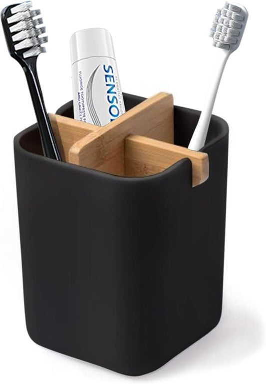 Aoheuo Bamboo-Toothbrush Holders-Multifunctional-Electric Toothbrush-Storage Box-Natural Tough-Toothpaste-Holder Suitable for Bathroom Countertops, Sink, etc.