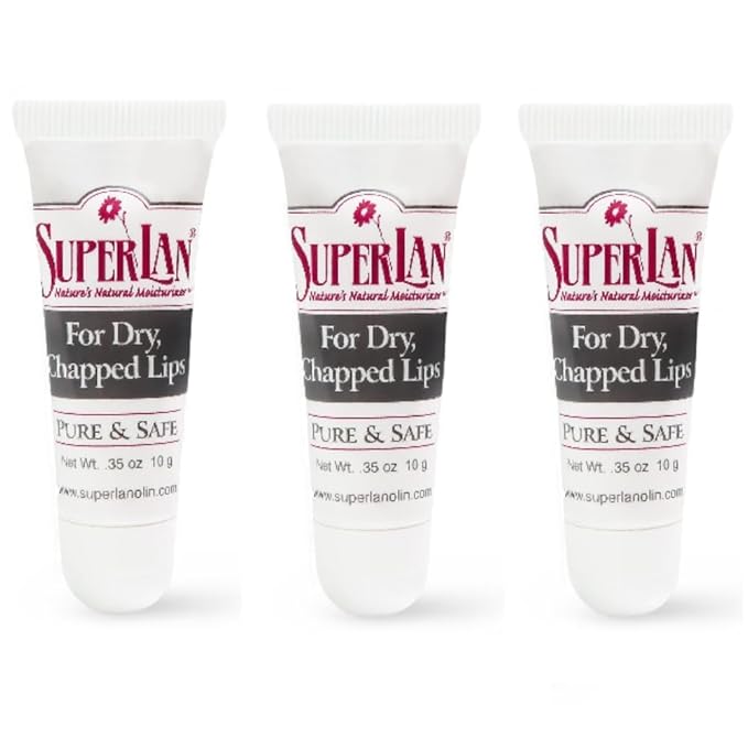 Lanolin Lip Balm 3 pack - Organic Lip Repair for Hot/Dry Weather - Natural nipple cream - Moisturizer for cracked lips - Hydrating lip care - Ultra pure jojoba oil - Chapstick Men & Women (1.05 oz)