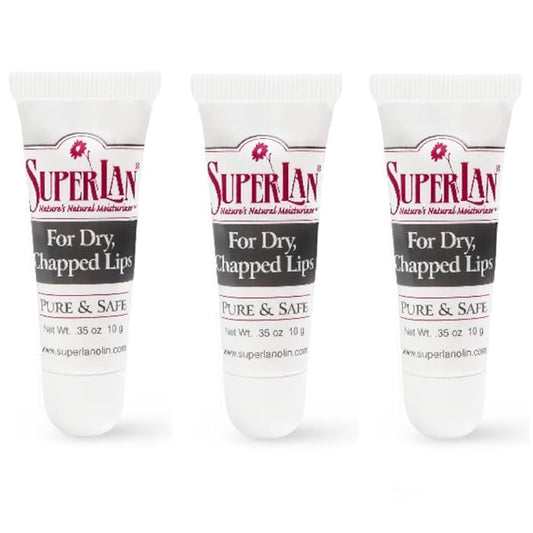 Lanolin Lip Balm 3 pack - Organic Lip Repair for Hot/Dry Weather - Natural nipple cream - Moisturizer for cracked lips - Hydrating lip care - Ultra pure jojoba oil - Chapstick Men & Women (1.05 oz)