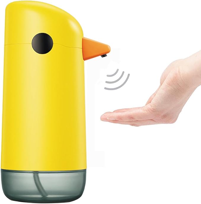 Automatic Soap Dispenser Yellow Duck Cute Touchless Visual Liquid Level Battery Powered Smart Sensor Foam Dispenser for Kids Bathroom ABS Material