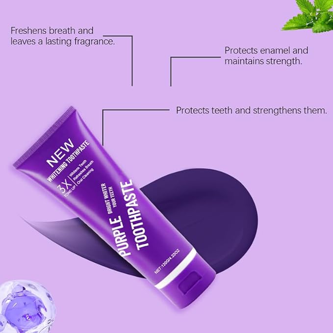 2025 New Whitening Purple Toothpaste,3X White Brilliance Toothpaste, Fluoride-Free Teeth Whitening,Tooth Stain Removal Colour Corrector (2)