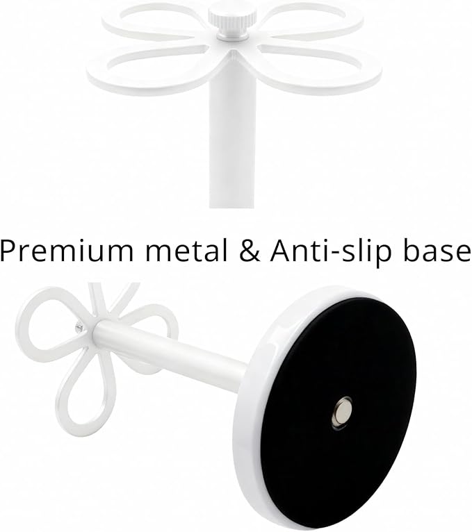 Metal Toothbrush Holders for Bathroom with 4 Slot White Tooth Brush Holder Stand and Non-Slip Base，Countertop Organizer for Family and Hotel，Compact Design