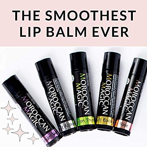 Moroccan Magic Organic Lip Balm Variety Pack Gift Set | Natural Argan and Essential Oils | Smooth | Non-Toxic Cruelty Free | 8 Pack