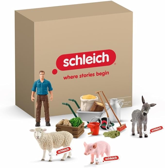 Schleich Farm World - Animal Feeding Playset for Boys and Girls - Farm Animal Toys for Imaginative Play - Kids Ages 3+| 72287
