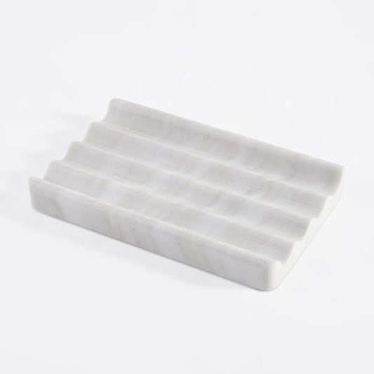 Soap Holder, Marble Soap Dish for Shower, Bar Soaps Holder with Water Ripple Design, Easy Cleaning Soaps Saver for Kitchen Sink，Bathroom, Executive Greek Natural Stone Tray(Agiax)