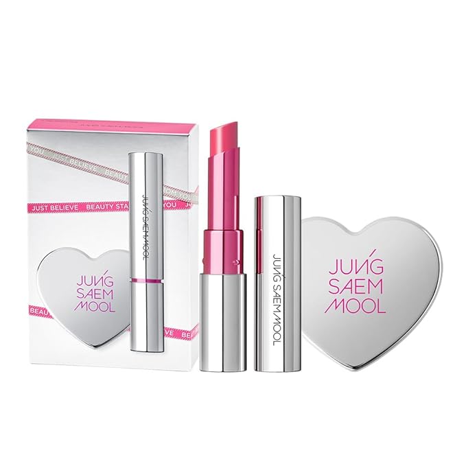 JUNG SAEM MOOL OFFICIAL] New Classic Glaze Lipstick Gift Set (Narcissism Pink) | Glaze Lipstick + Heart Mirror Mini