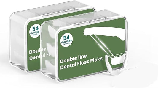 Electric Flosser Refills - 108 Pack of Double-Line Floss Heads | Easy Snap-On, Gentle Gum Care | Replacement Heads for Effective Flossing-White
