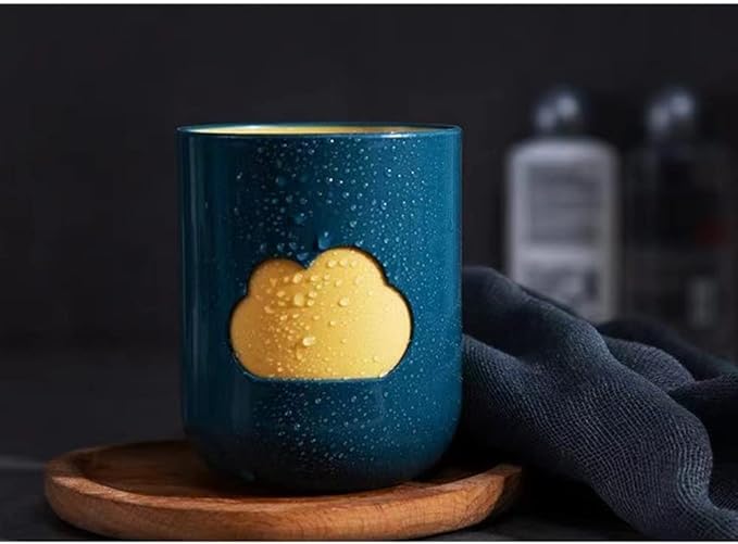 Simple Cloud Mouthwash Cup - Creative Cute Couple's Cup (Dark Green & Light Blue)