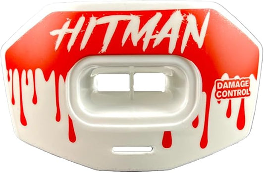 DAMAGE CONTROL Youth Football Mouth Guard – Breathable No Boil Mouthpiece, Protects Lips & Teeth, Works with Braces, Includes Helmet Strap – Sports Gear & Accessories (Hitman)