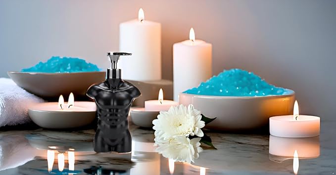 Ceramic Soap Dispenser Hand Lotion Liquid Dispenser Refillable for Kitchen and Bathroom Decorative (Black Figure)