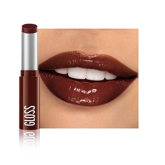 1Pc Dark Brown Butter Lipstick Tinted Lip Balm, Shine Moisturizing Plumper Lipstick for Women,Natural Nourishing Hydrating Lip Gloss Stain for Dry Lips,Lightweight Lip Liner Care Vegan Makeup